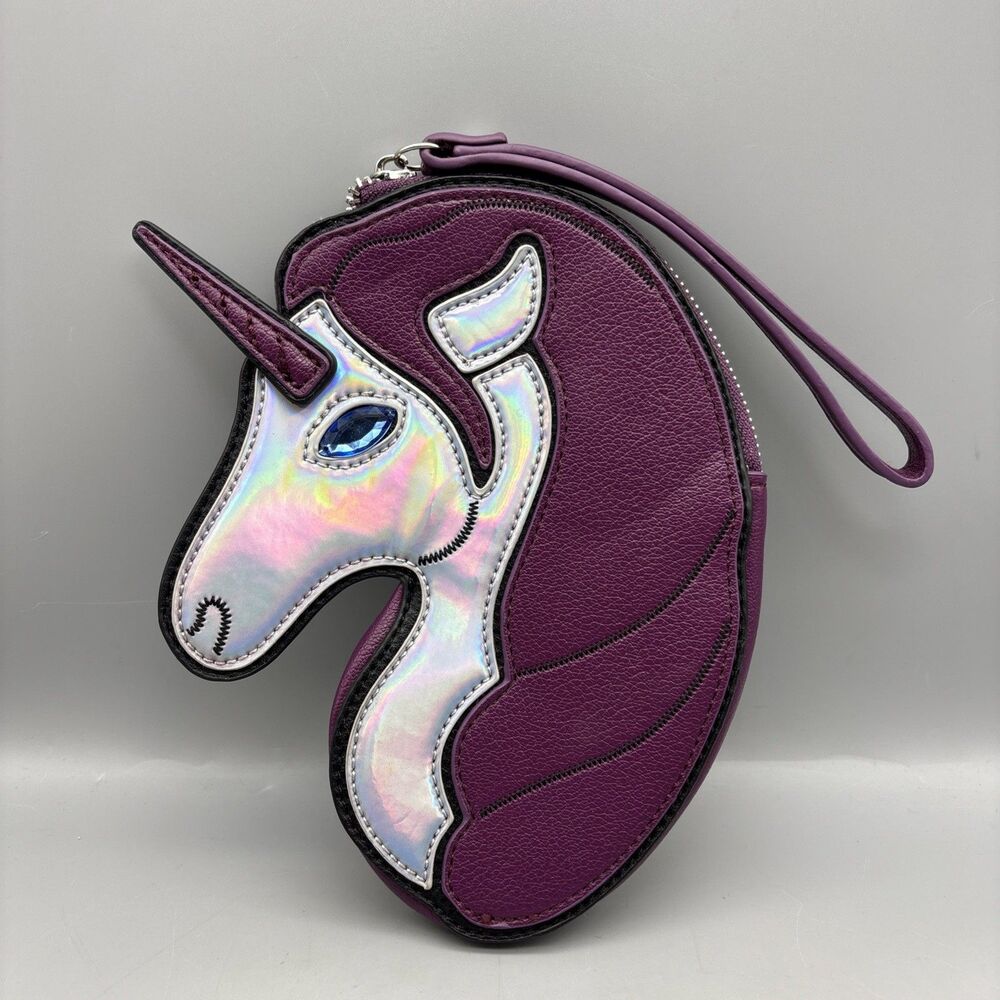 Charmin Charlie Unicorn Purple Wristlet Bag Purse